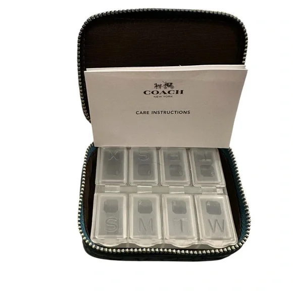 Coach Signature Teal Mini Medicine Travel Case - Picture 13 of 14